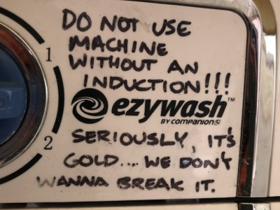 A warning on the washing machine